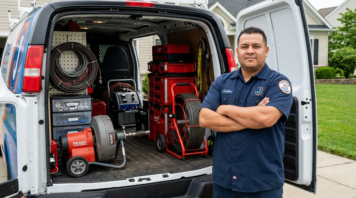 Professional drain cleaning equipment and Johns Plumbing LLC plumber in Oliver Springs