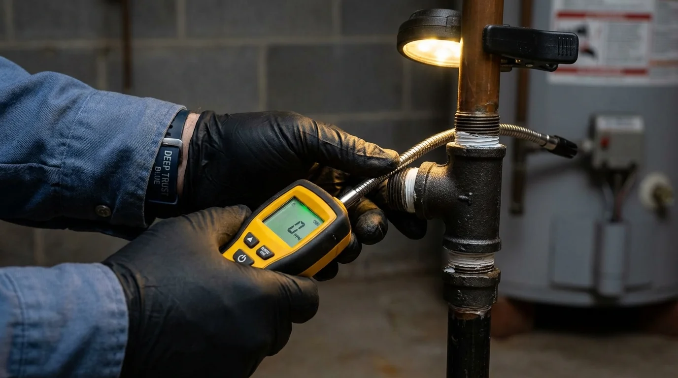 Gas leak detection with electronic sniffer by Johns Plumbing LLC in Oliver Springs