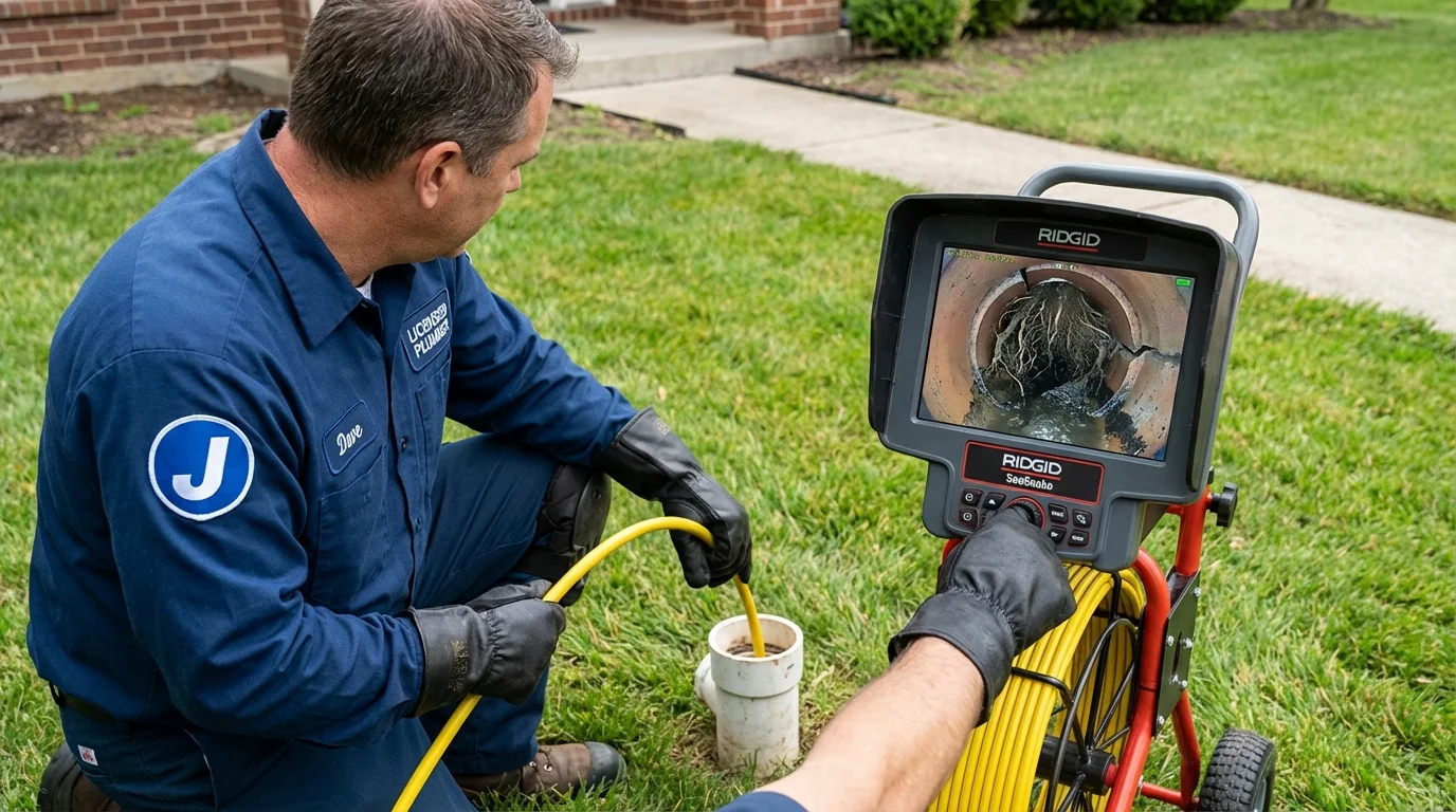 Sewer camera inspection being performed by Johns Plumbing LLC in Oliver Springs