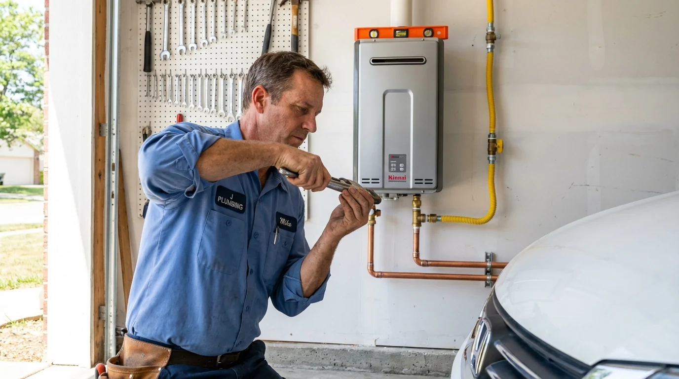 Tankless water heater installation by a Johns Plumbing LLC plumber in Oliver Springs